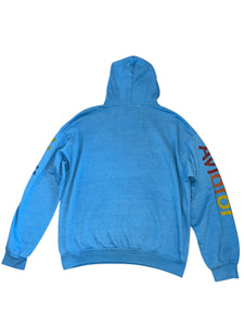 Aviator Nation unisex neon blue logo hoodie sweatshirt M