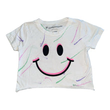 Prince Peter girls happy face graphic distressed cropped tee S(7-8)