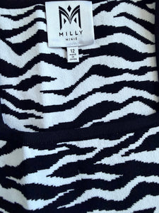 Milly Minis girls scuba knit zebra dress 12