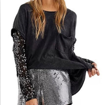 Free People women’s Celine sequin sleeve top XS
