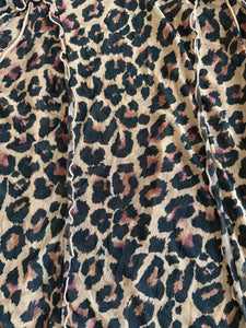 Free People women’s sheer mesh leopard ruffle turtleneck XS