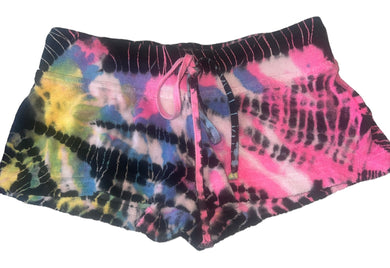 Hardtail women’s low rise neon tie dye terry cloth shorts junior S