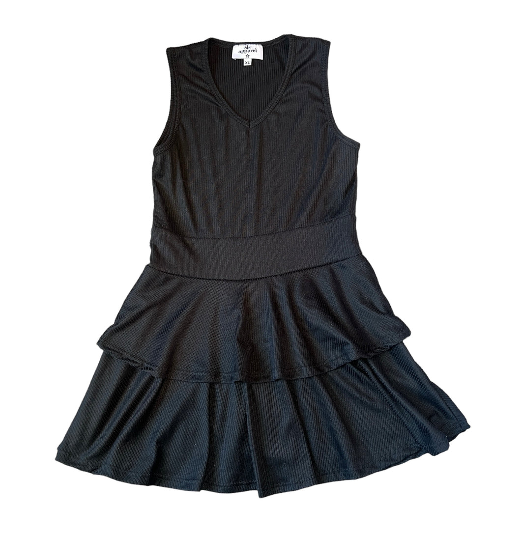 SLS Apparel girls ribbed ruffle tank dress XL(14)