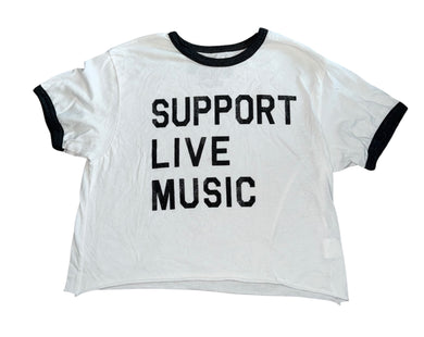 Retro Brand Anthropologie women’s cropped Support Live Music tee XS