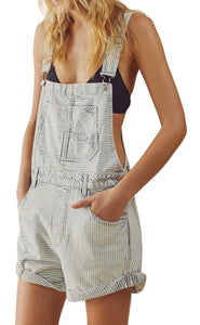 We The Free x Free People Ziggy striped denim shortall XS