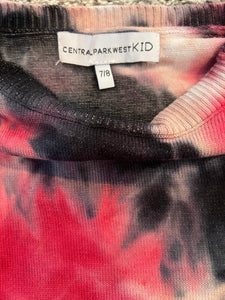 Central Park West Kid girls tie dye shoulder fringe sweater 7-8