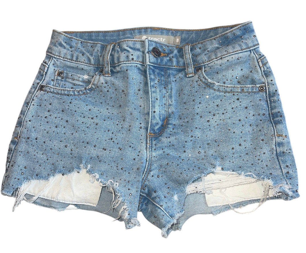 Tractr girls mini studded distressed jean shorts 8