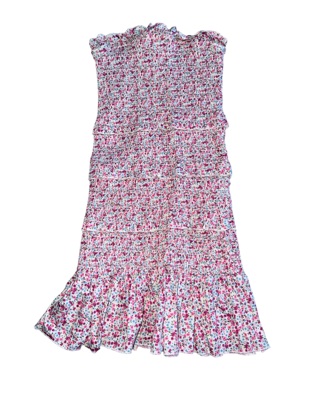 Katie J NYC tween girls ditsy floral smocked Evan strapless dress S(7-8)
