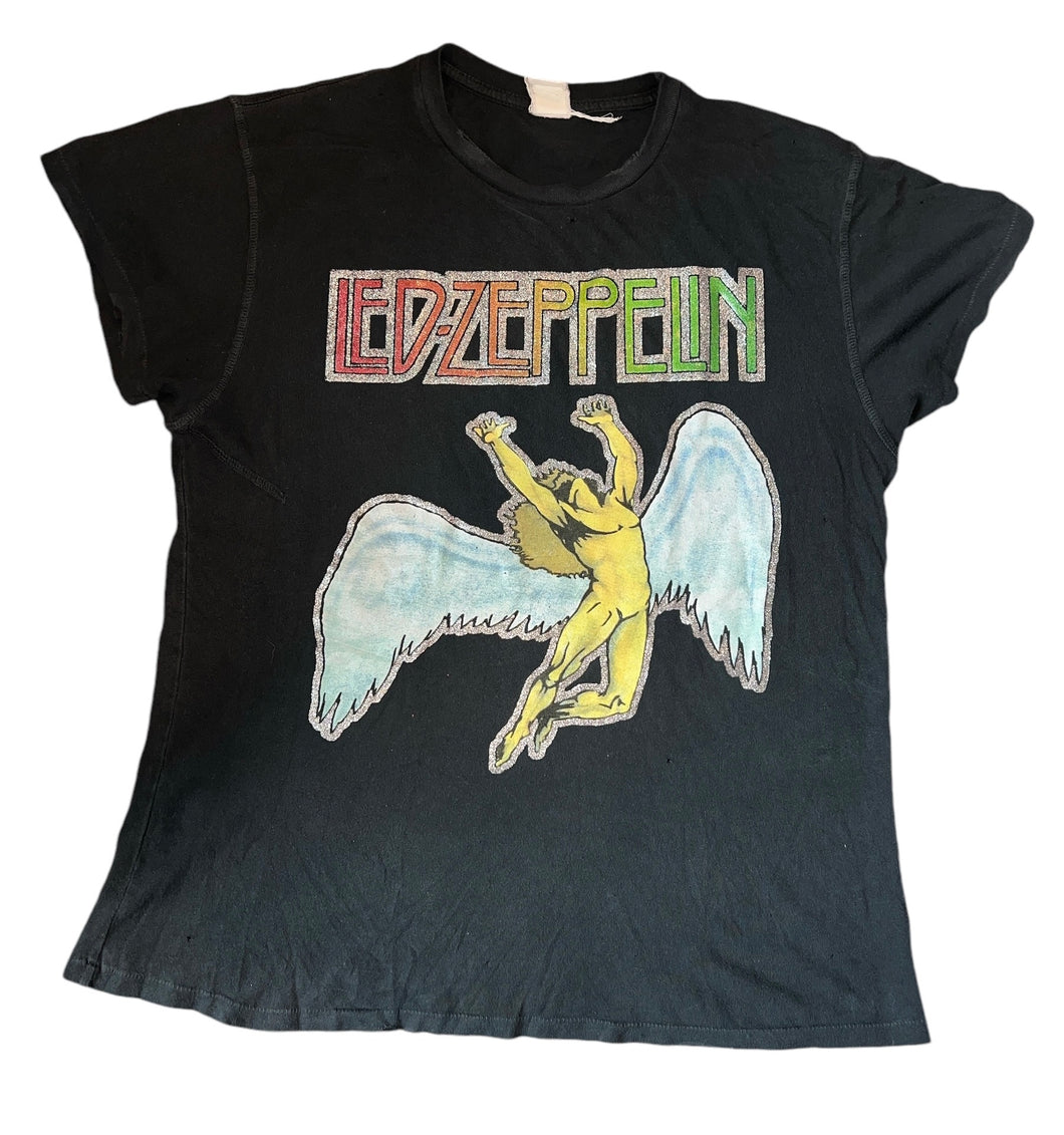 Madeworn women’s Led Zeppelin Icarus distressed crew tee shirt M