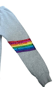 Lola & The Boys girls 2pc cropped rainbow sequin sweatsuit 8