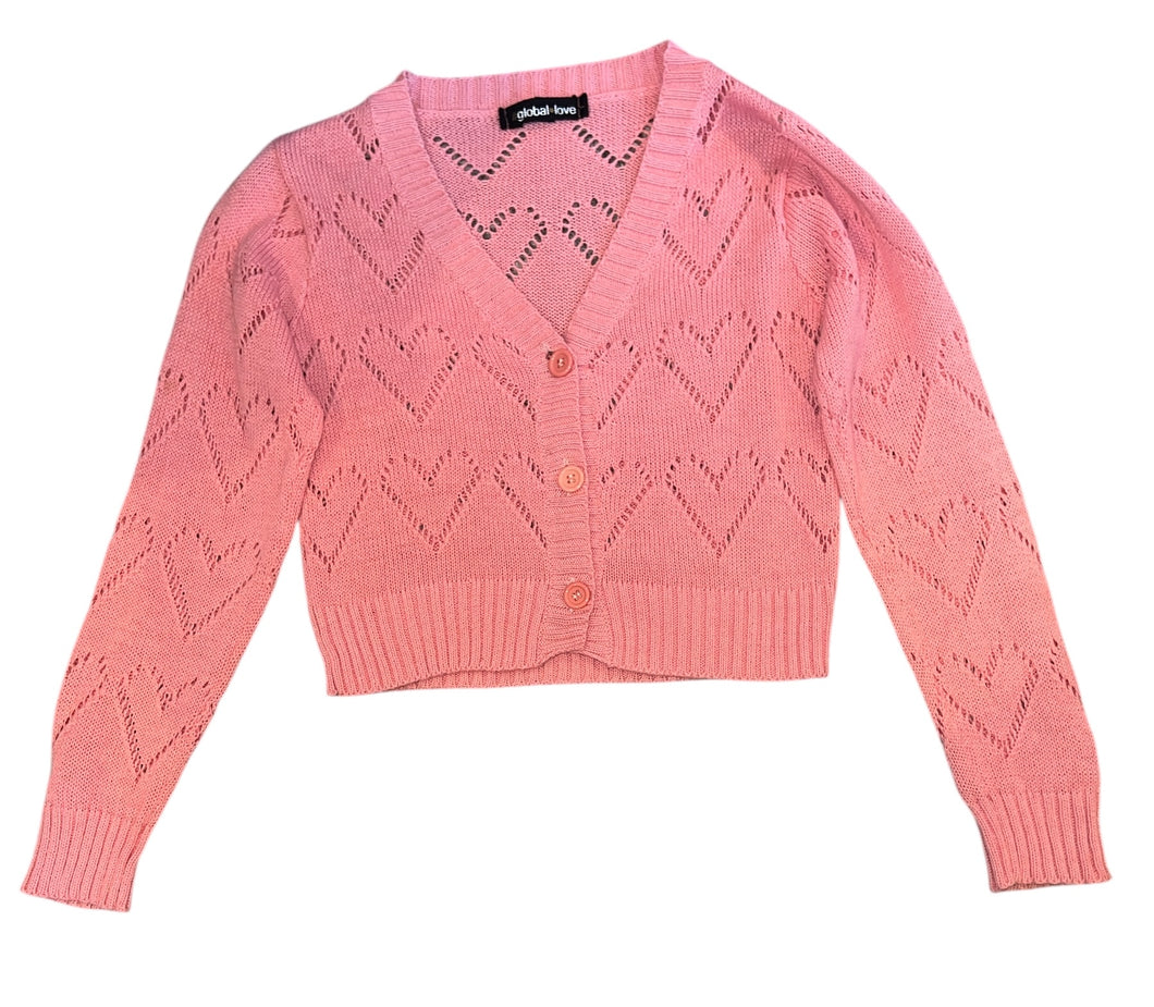 Global Love girls cropped heart sweater cardigan M(8)