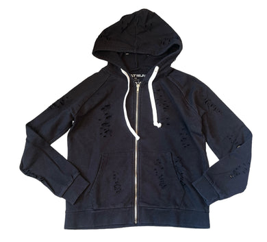 Katie J NYC Junior/Women ripped zip hoodie sweatshirt XS