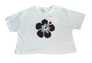 Zara girls embroidered flower cropped boxy tee 11-12 NEW