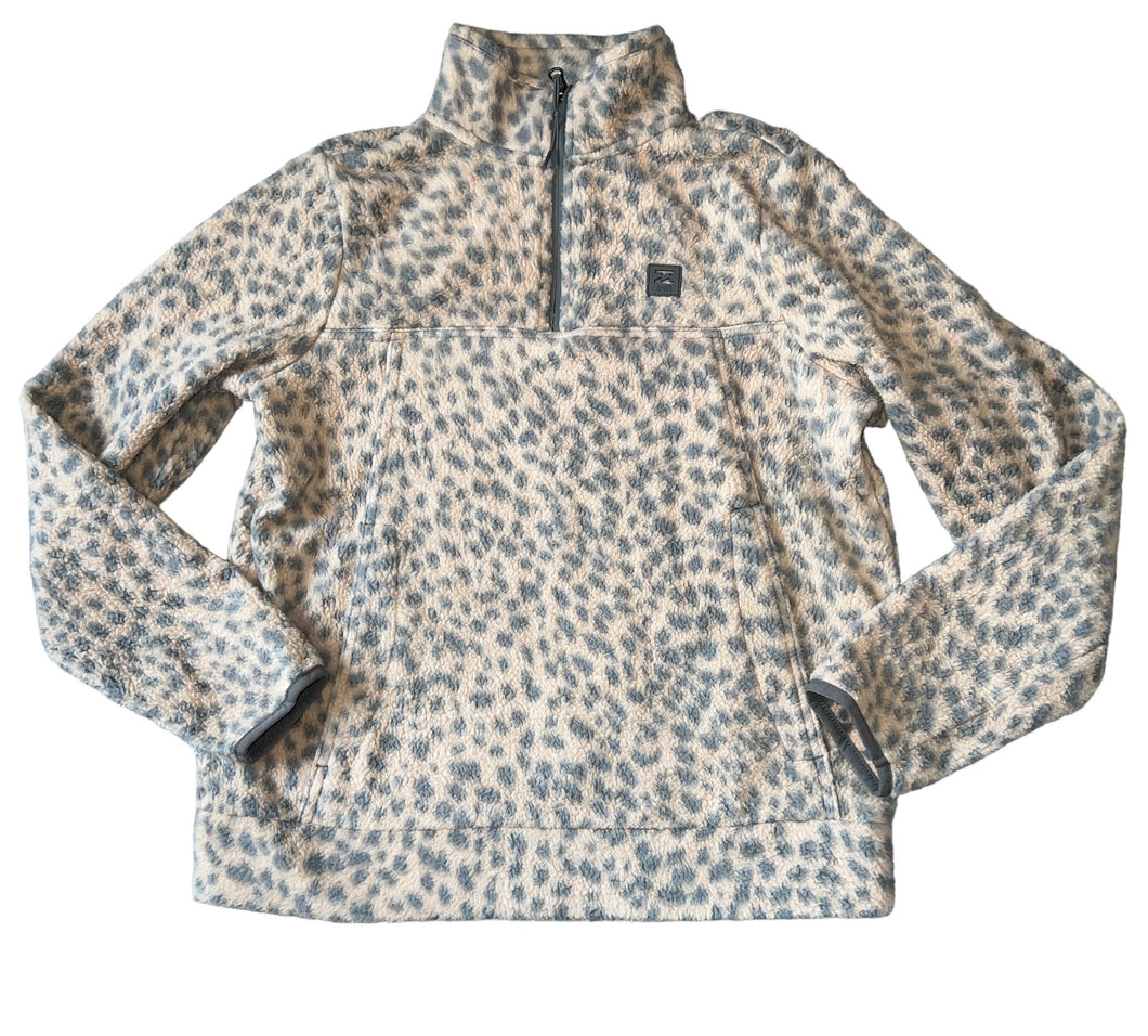 Billabong women’s animal print sherpa fleece half zip pullover S