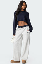 Edikted juniors contrast embroidered wide leg sweatpants XS