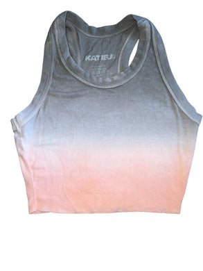 Katie J NYC Livi tween girls ribbed ombre cropped racerback tank L(12)