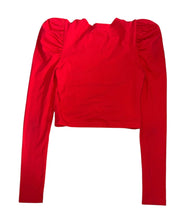 AC Rendón girls puff sleeve twisted hem cropped top 9-10