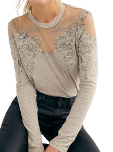 Free People women’s embellished mesh top XS