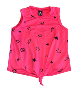 Pixie Lane girls knotted hem emoji print tank 6