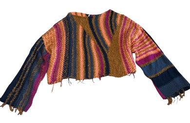 Free People women’s Baja cropped sweater in Tropical Nights combo S