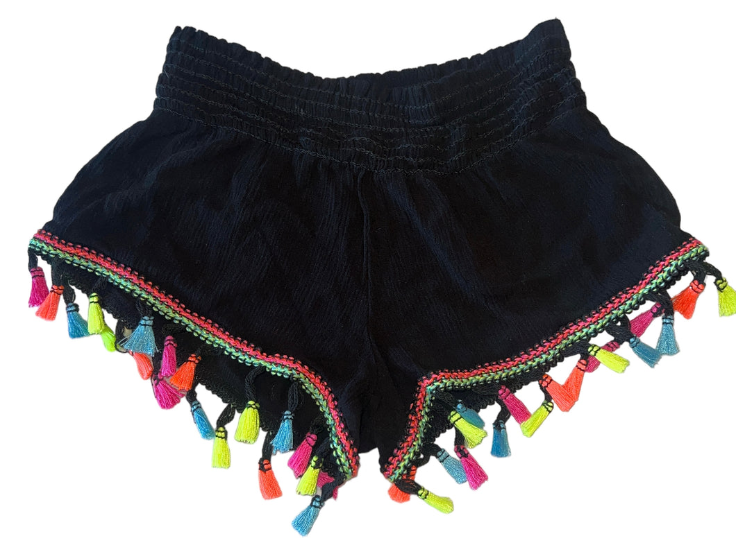 Vintage Havana girls gauzy neon tassel shorts S(7-8)