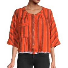 We The Free x Free People women’s Lisbon yarn dyed striped blouse XS NEW
