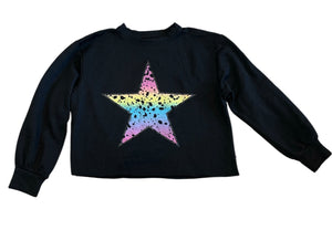 Pixie Lane girls fleece lined cropped splatter star sweatshirt 8