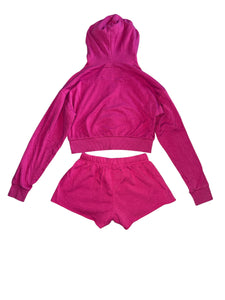 Katie J NYC tween girls 2pc Dylan cropped hoodie & shorts set XL(14)