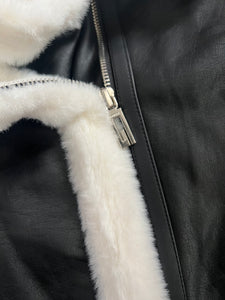 Vintage Havana girls faux leather and fur moto jacket L(14)