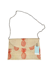 Kayu embroidered pineapple straw envelope bag with chain strap NEW