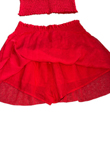 Katie J NYC tween girls 2pc Bailee smocked crop top & ruffle skort set XL(14)