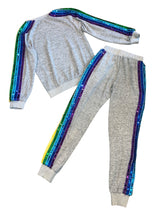 Lola & The Boys girls 2pc hacci knit rainbow sequin set 10