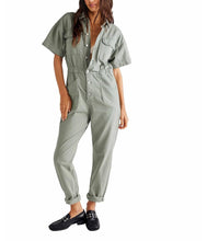 Free People We The Free Marci denim jumpsuit in washed army XS