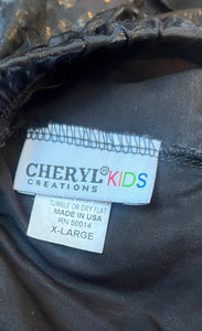Cheryl Creations Kids black animal ruffle skirt XL(16)