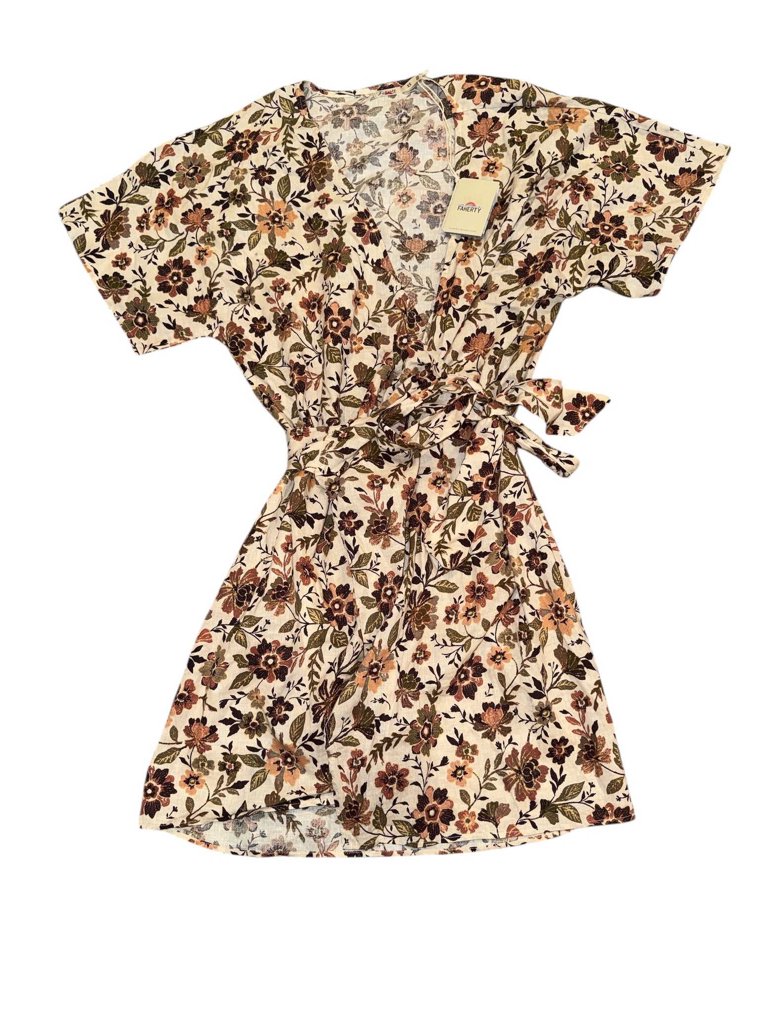 faherty dress Faherty women's Willow linen blend wrap dress XS NEW – Makenna's Threads
