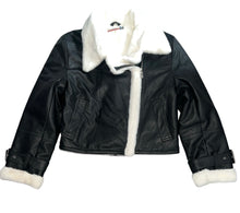 Vintage Havana girls faux leather and fur moto jacket L(14)