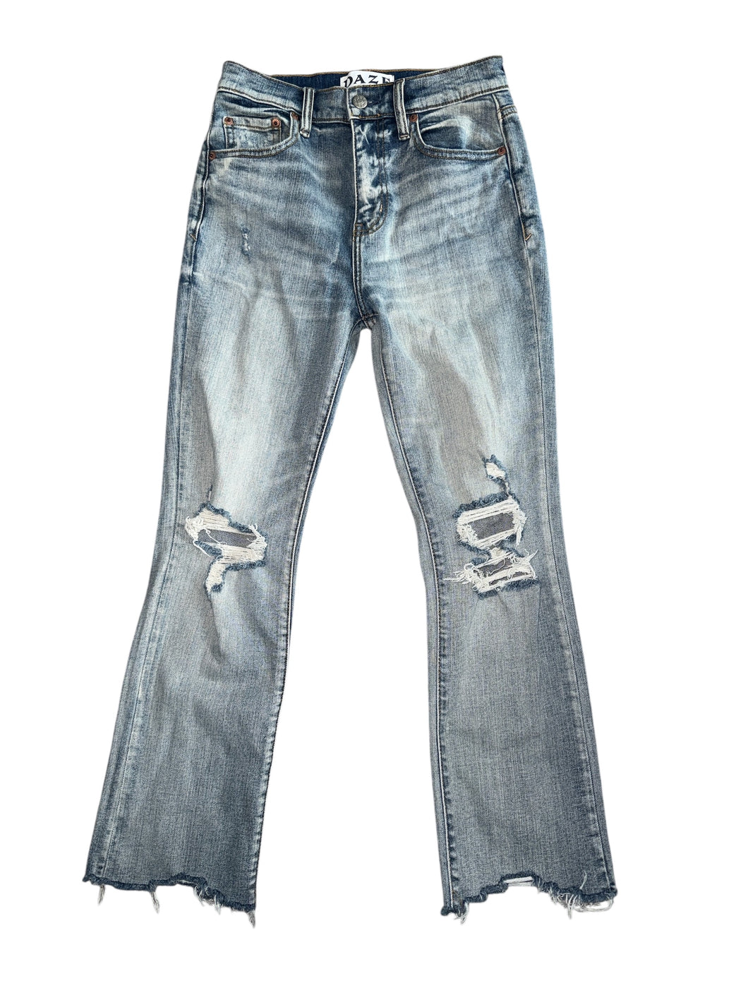 Daze Denim women’s distressed flare crop jeans 25