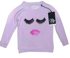 Chaser girls Lips & Lashes cozy knit raglan 4 NEW