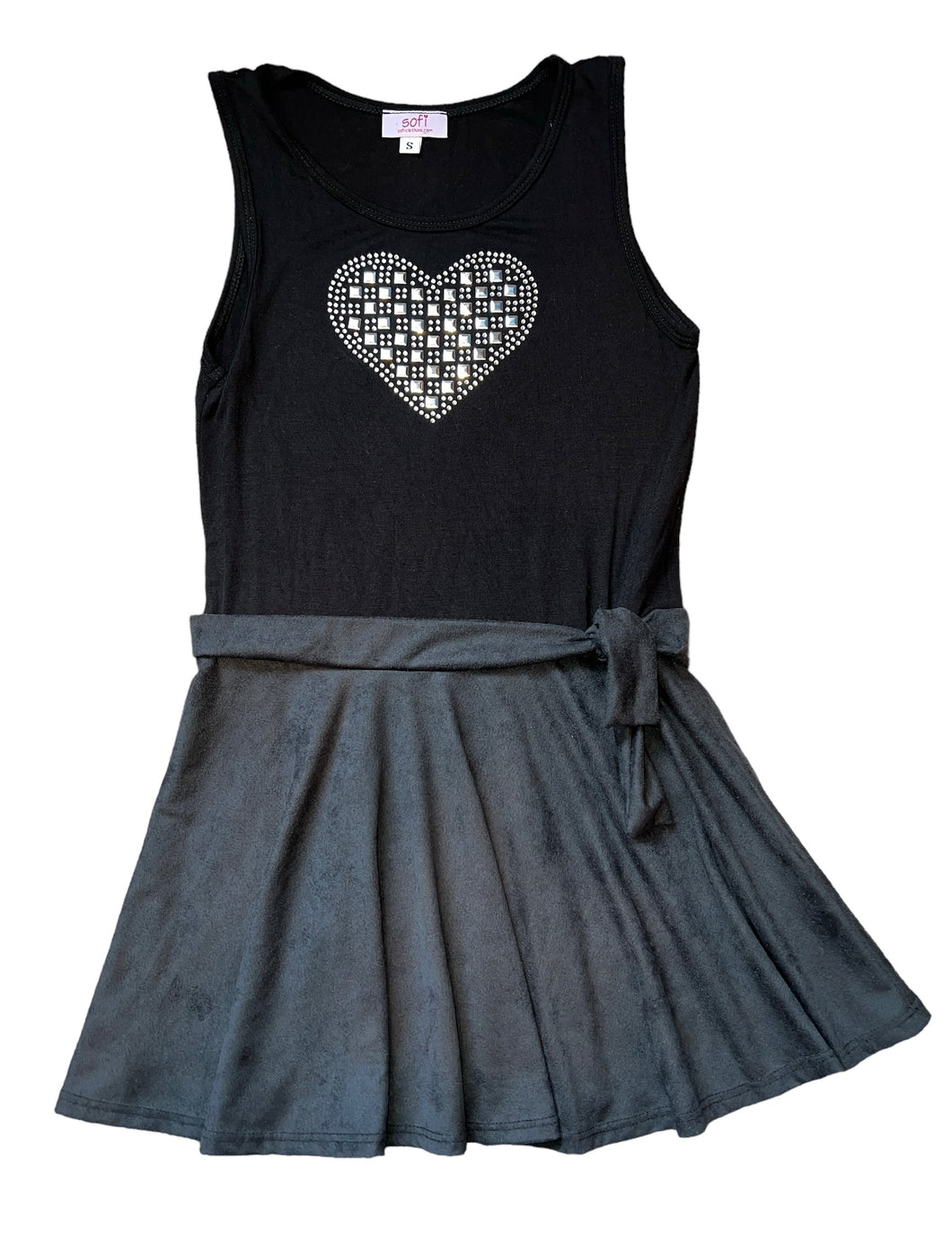 Sofi girls faux suede skirt beaded heart dress S(7-8)