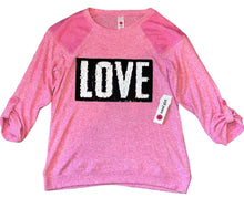 Total Girl teen cozy knit sequin Love top XL 18.5 NEW
