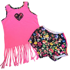 Hope Jeans girls 2pc floral fringe tank top and shorts set 10
