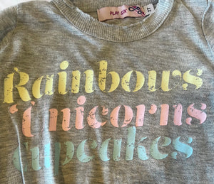 Play Six toddler girls Rainbows Unicorns Cupcakes knotted top 2T
