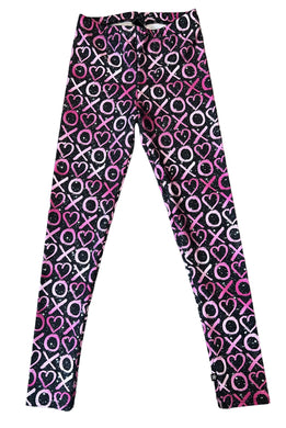Pixie Lane girls XOXO heart print high shine leggings 11-12