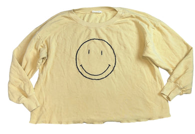 By Together women’s oversized embroidered happy face sweatshirt S