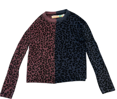 Vintage Havana colorblock leopard print long sleeve top M(10-12)