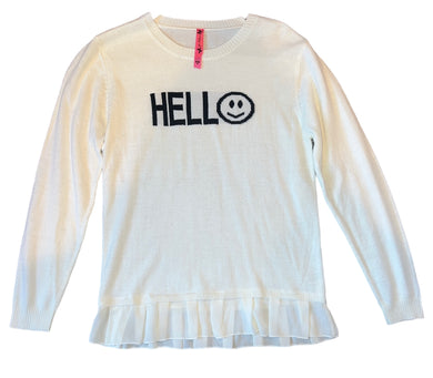 So Nikki girls HELLO peplum hem sweater XL(14/16)