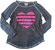 Junk Food girls striped heart graphic long sleeve top M(8)