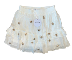 Storia women’s gauzy embroidered star skirt S NEW