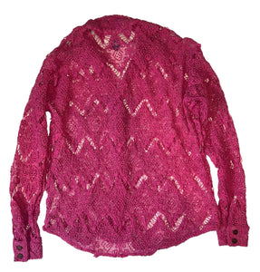 Free People women’s chevron floral crochet button down shirt  XS  NEW