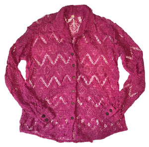 Free People women’s chevron floral crochet button down shirt  XS  NEW